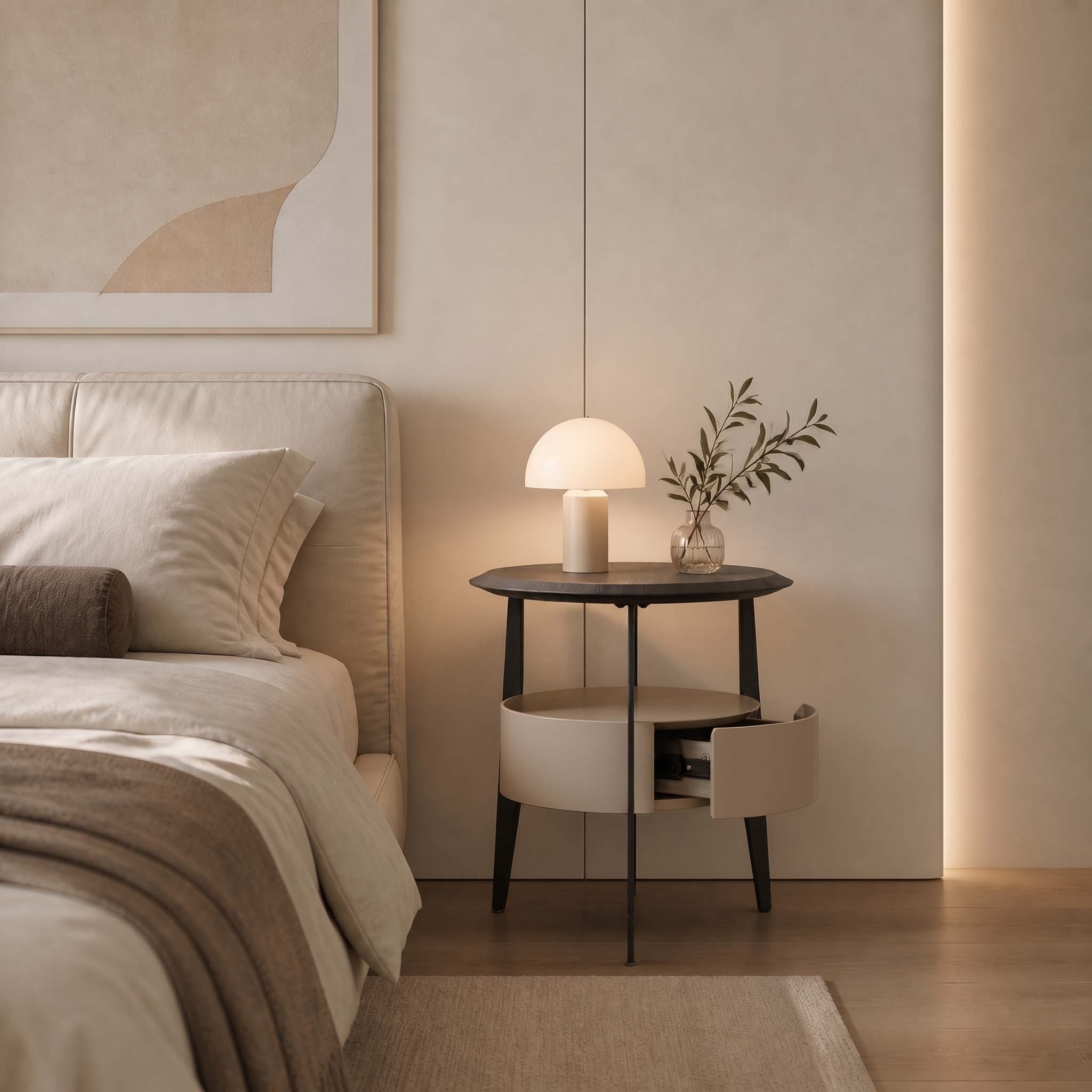 Minimalist Organic Shaped Nightstand For Bedroom - Image 2