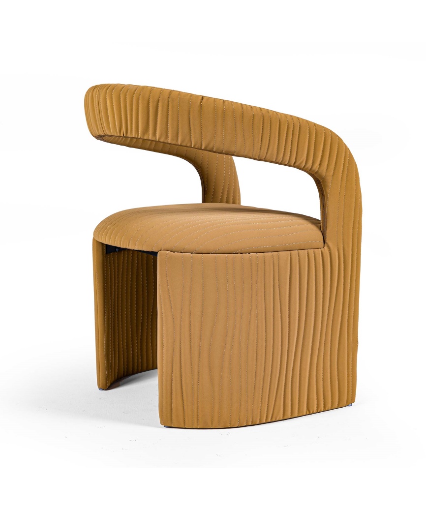 Modern Quilted Faux Leather Dining Chair with Integrated Metal Frame - Image 5