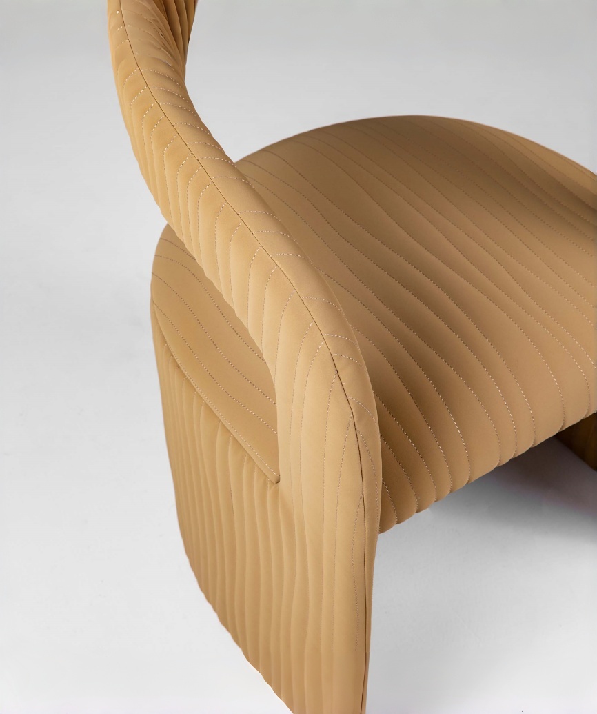 Modern Quilted Faux Leather Dining Chair with Integrated Metal Frame - Image 6