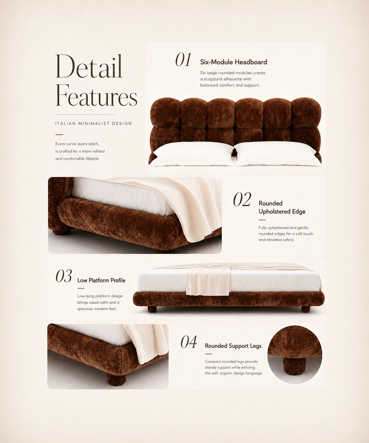 Cloud Puff Modern Upholstered Bed - Image 3