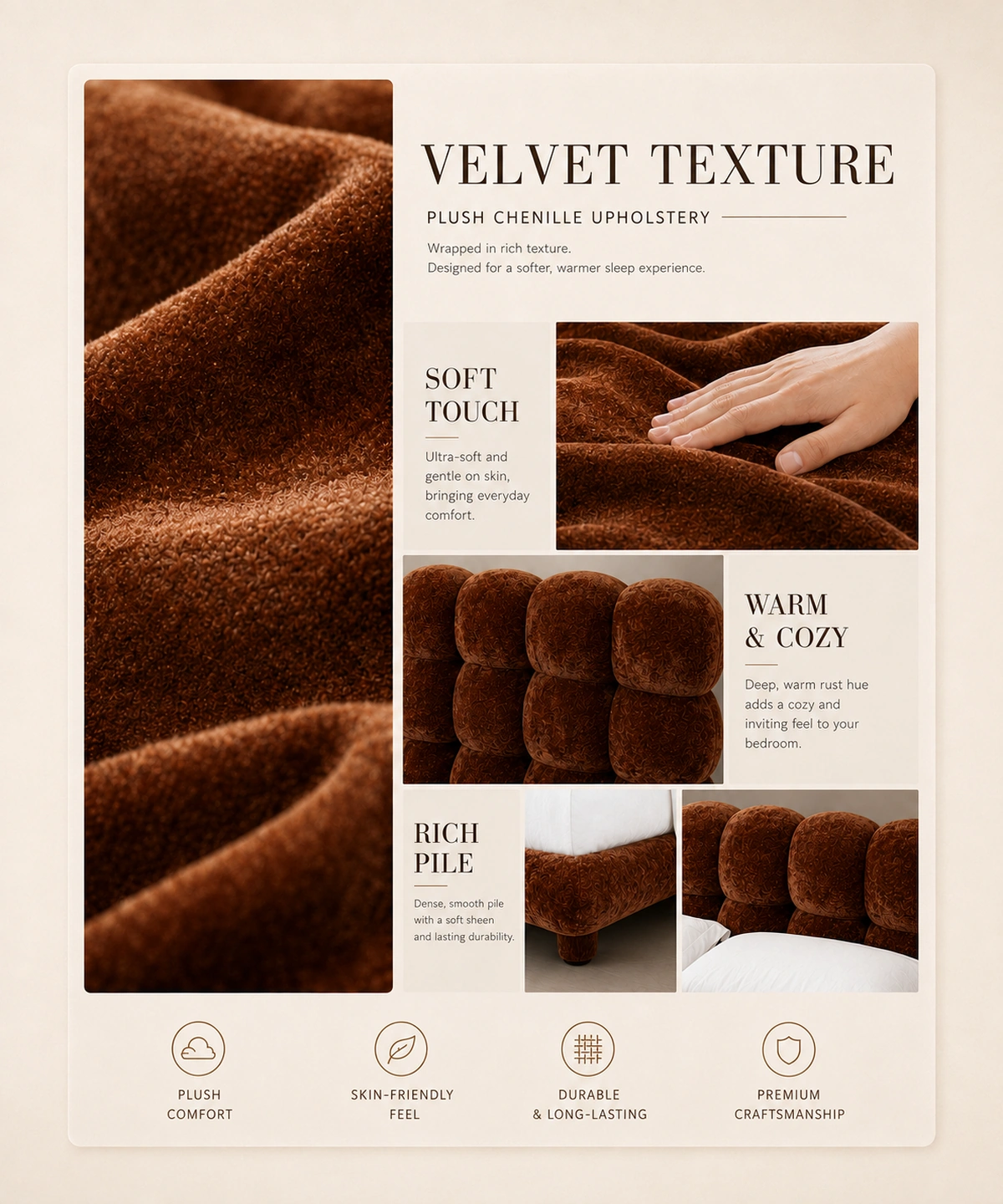 Cloud Puff Modern Upholstered Bed - Image 6