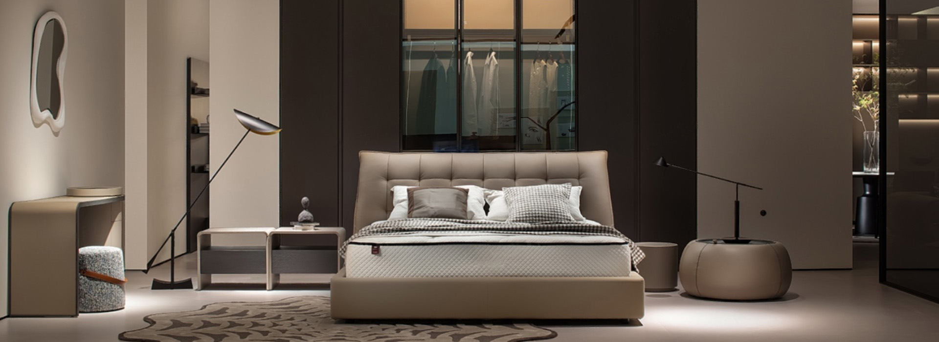 YEEHAM minimalist upholstered bed and matching bedroom furniture