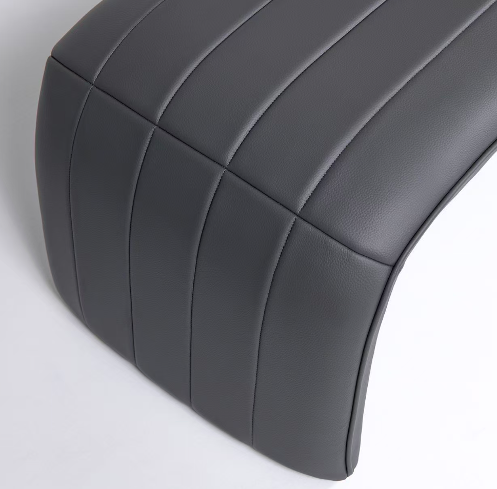 STANDEE HOME upholstery detail: dark stitched upholstery