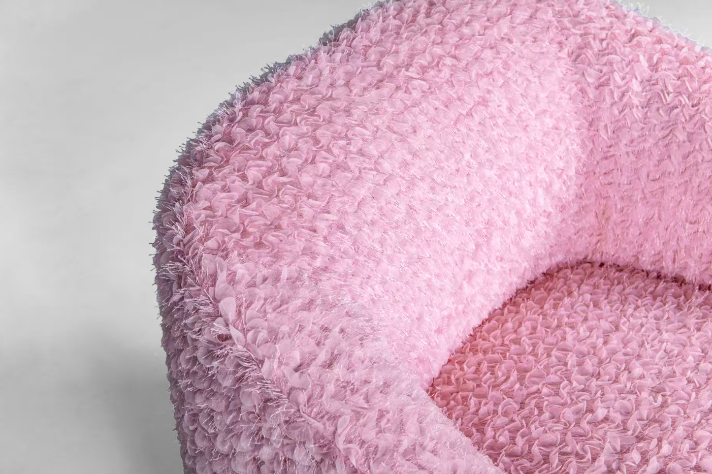 STANDEE HOME upholstery detail: pink textured upholstery
